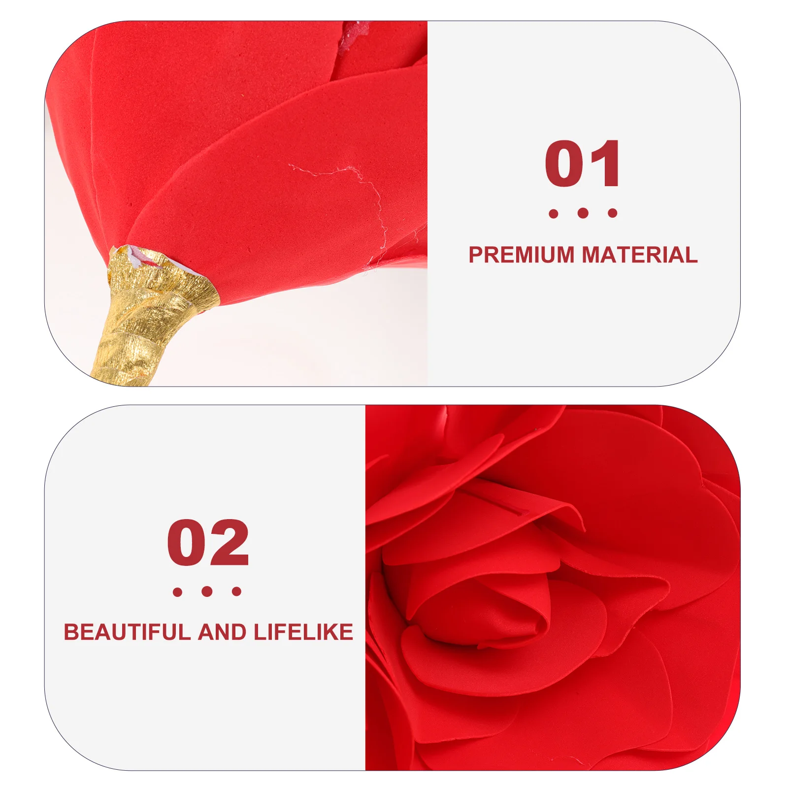 

Realistic Artificial Flowers Fake Rose Heads Faux Decoration Props Bulk Red Roses Home Ornament Farmhouse Style