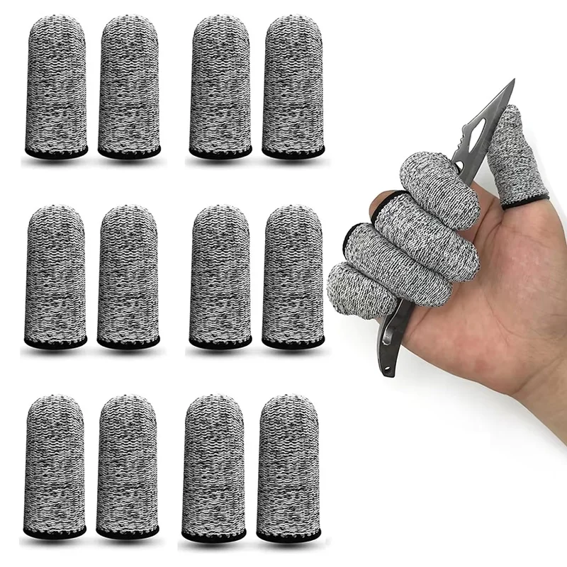 5 Pairs Finger Cots Thumb Protector Anti-Cut Gloves 5-Level High Performance Anti Cutting Fiber For Kitchen Outdoor Work Tools