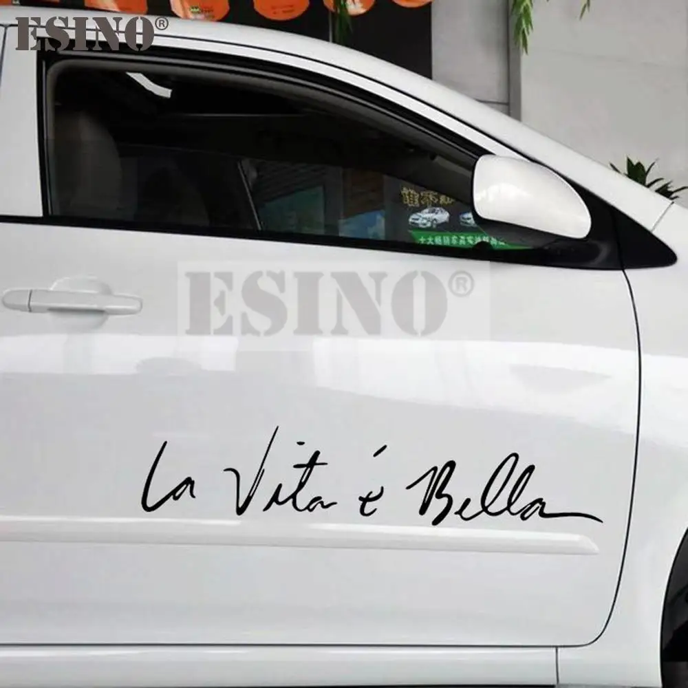 Car Styling Car Sticker Life Is So Beautiful Italian  La Vita E Bella PVC 3D Carving Waterproof Vinyl Auto Decal Car Accessories