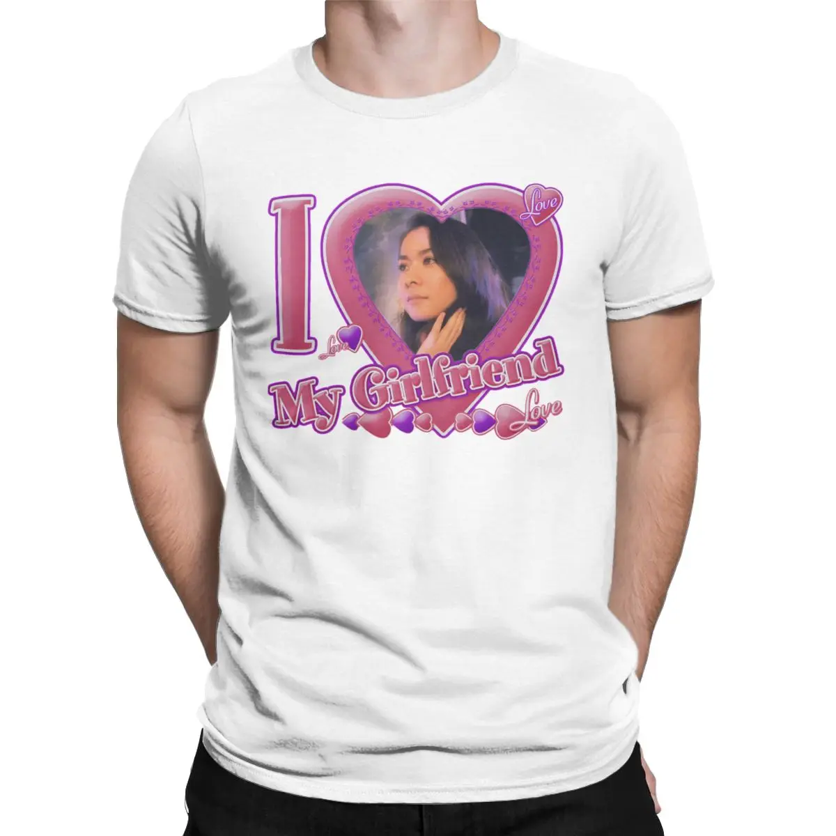 Men\'s T-Shirts I Love My Girlfriend Mitski Funny 100% Cotton Tees Short Sleeve T Shirts Round Collar Clothing Summer