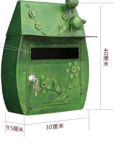 European retro villa pastoral creative wall-mounted mailbox decorative wrought iron mailbox household mailbox