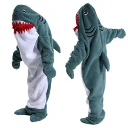 Green Shark Animal Cartoon Hooded Footed Jumpsuits Onesie Adults Women's Sleepwear TV Blankets Pyjama Femal Kigurumi Nightwear