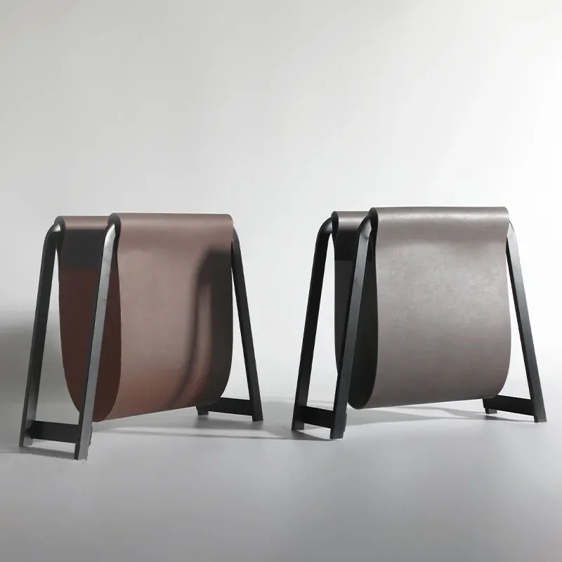 Nordic Style Leather Magazine Rack Modern Luxury Home Office Book Storage Shelf Minimalist Study Room Decor Organizer Stand