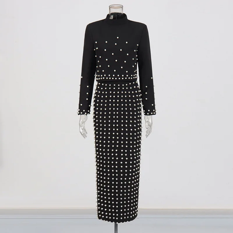 

Fashionable Socialite Heavy Industry Nail Bead Set 2025 New Style Temperament High-End Short Top+Slimming Skirt