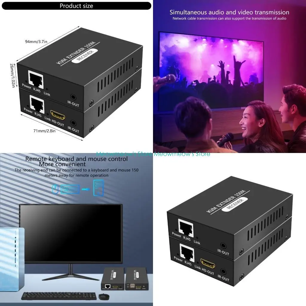 

W91A HDTV KVM USB Extender 150M Трансмиссия 1080p HDTV Ethernet Extender Preciver для управления мыши и клавиатурой