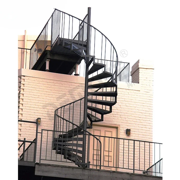 Outdoor Straight Iron Stairs Fire Escape