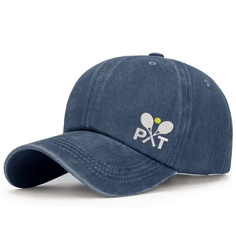

Unisex Washed Baseball Cap Tennis Racket Embroidery Hats Four-season Shade Sun Protective Sunscreen cap