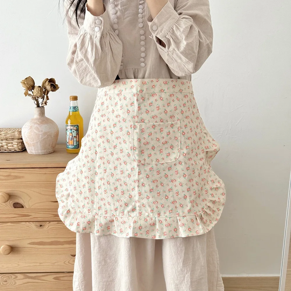 

Хлопковый фартук с цветочным принтом для женщин: для цветочного магазина, выпечки, домашней кухни, рабочая одежда