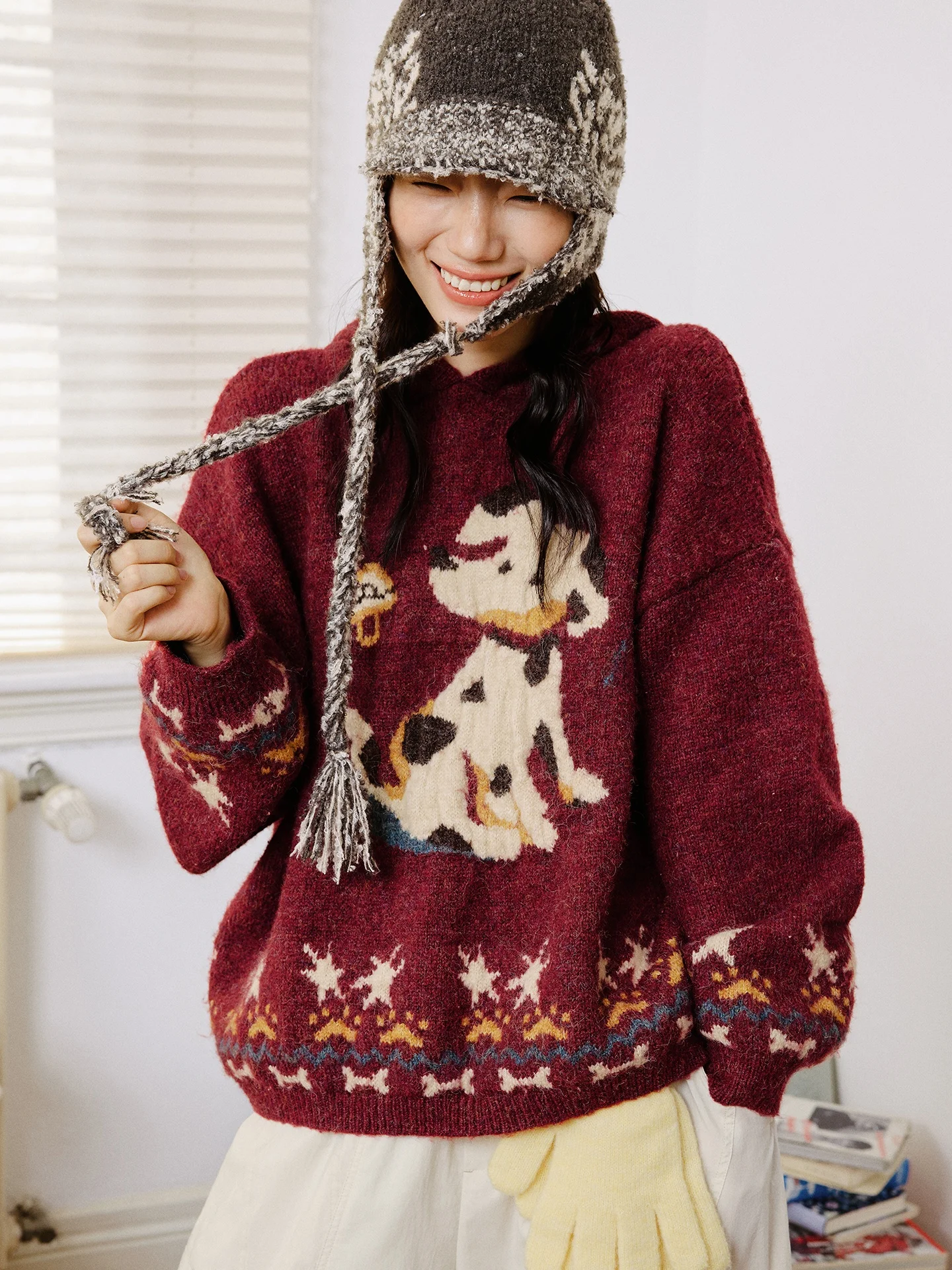 

Octopusme Women's Thiened Cisas Knitted Sweater Hooded Loose Fit Winter Warm Pullover Polyester Blend Long Sve Top