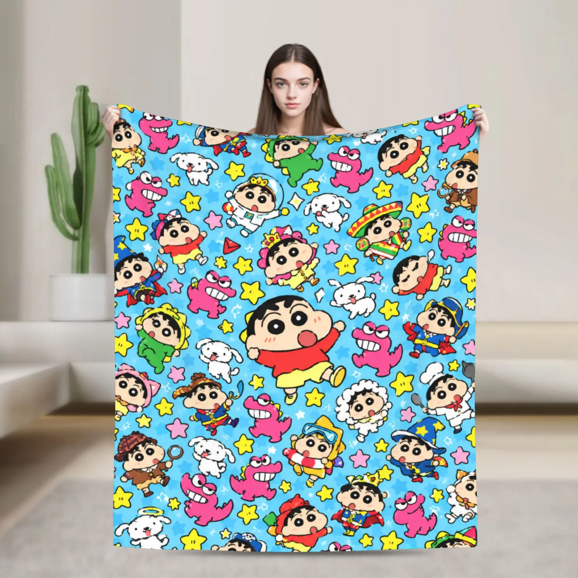 Crayon Shin-chans Bright Cartoon Blankets Quality Warm Soft  Throw Blanket Winter Kids Adult Couch Chair Sofa Bed Bedspread