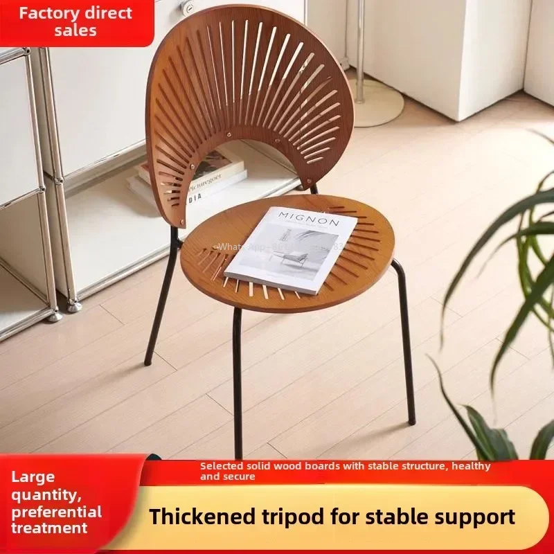 

Hot Solid Wood, Dining Chair, Shell Chair, Home, Simple, Modern, Sun Light Luxury Retro Internet Celebrity Backrest Dining Table