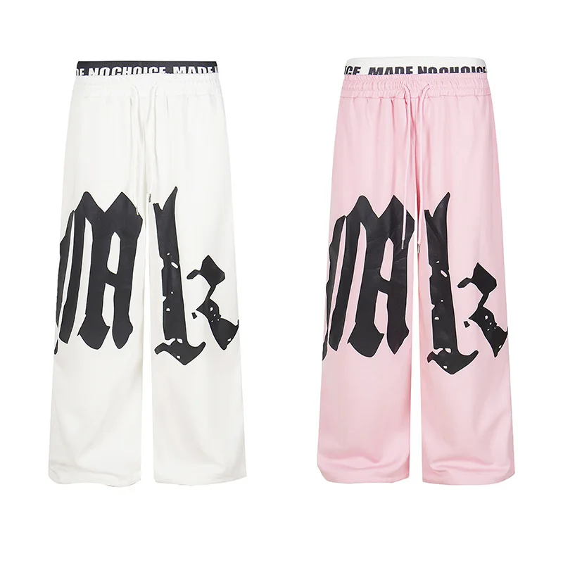 All Seasons Y2k Fashion Embroidered Street Couple Double Head Double Waist Pants Personalized Casual Printed Pattern Pants