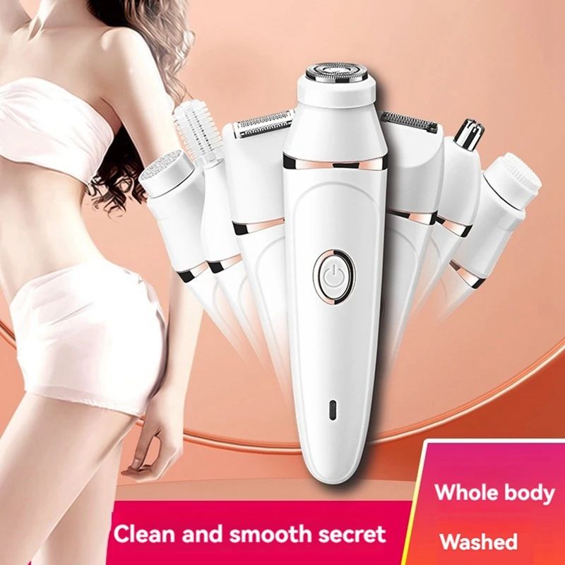 Aparador de biquíni para mulheres, 7 em 1, molhado/seco, elétrico, aparador de pelos faciais, remoção de pelos faciais, para rosto, pubiano, amigável à pernas