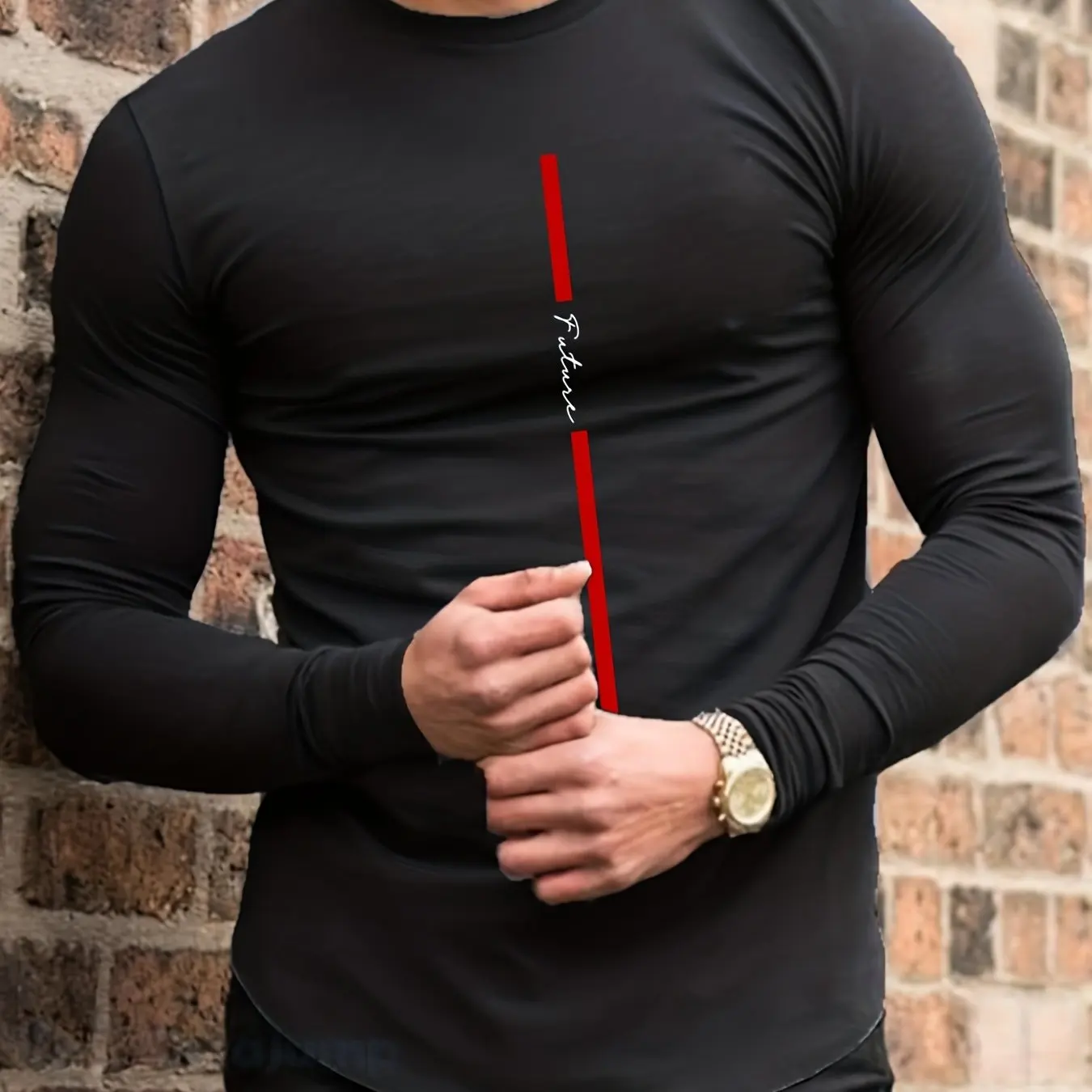 2026 الخريف والشتاء الرجال النمط الأساسي يوميا مريحة عارضة أزياء رسالة مطبوعة جولة الرقبة طويلة الأكمام الدافئة أعلى #1