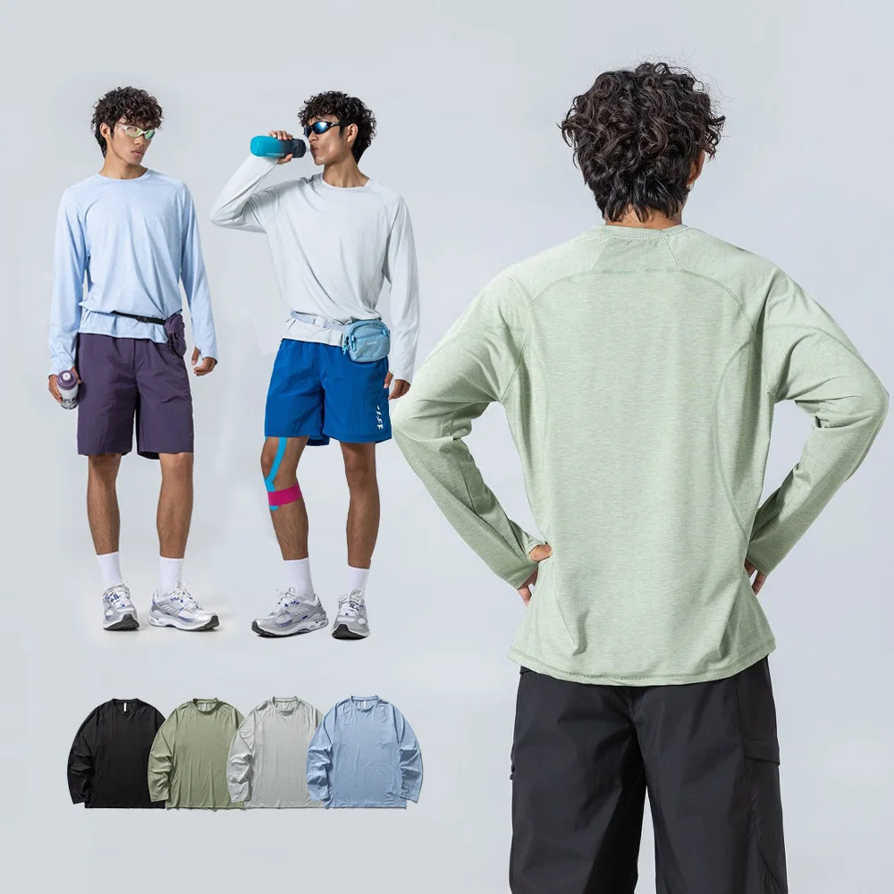 Outdoor Sport Tshirt Men Women Lightweight Quick Dry Hiking Camping Long Sleeve Loose Casual T Shirts Unisex Track T-shirt