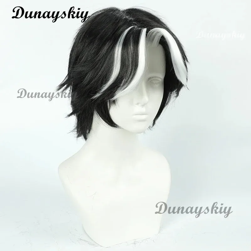 NewHusk Hotel Husk Cosplay Headwear Accessories Male Black White Wig Role Modelings Halloween Partyc;5,v'8.d; view 4