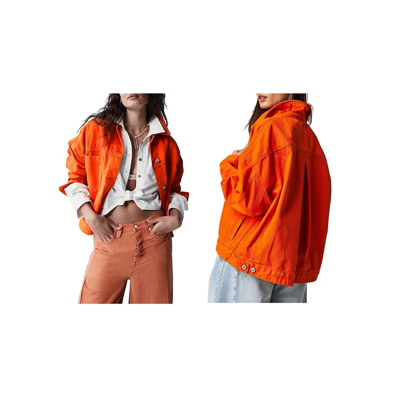 

ELEG-Women's Loose Lapel Long-Sleeved Denim Jacket