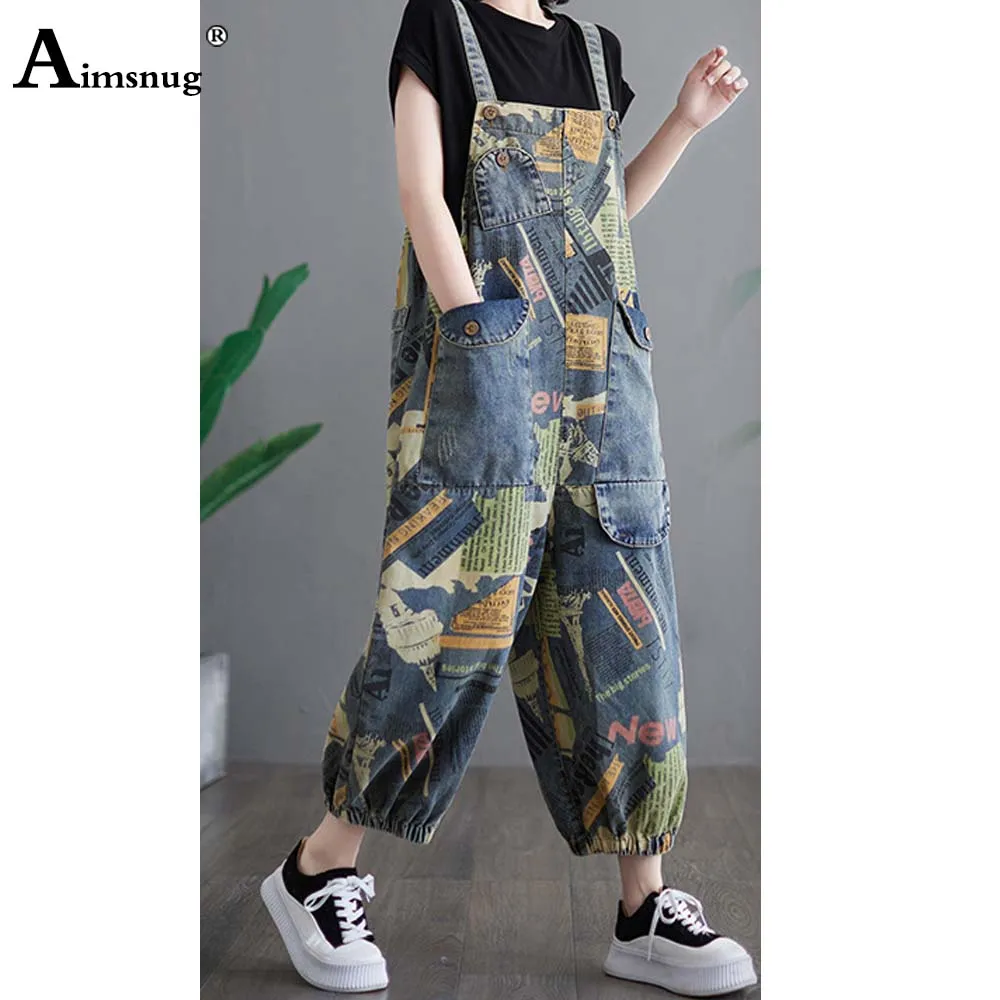 2025 Tute Demin con cinturino per spaghetti Moda donna Jeans Hip Hop Salopette con stampa di lettere Tutina Body Pantaloni con tasca alta