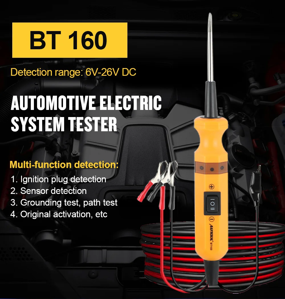 Autool BT160 Auto Circuit Tester Power Probe Car Diagnostic Tool Electric Voltage Integrated Scanner for 12V Car 24V Heavy Truck