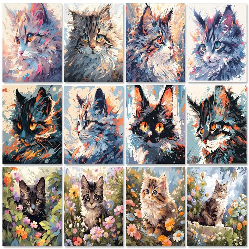 

Paintings For Painting By Numbers Cartoon Cat Oil Acrylic Paints Kit Easy Animals Wall Art Picture Room Wall Decor Diy Kids Gift