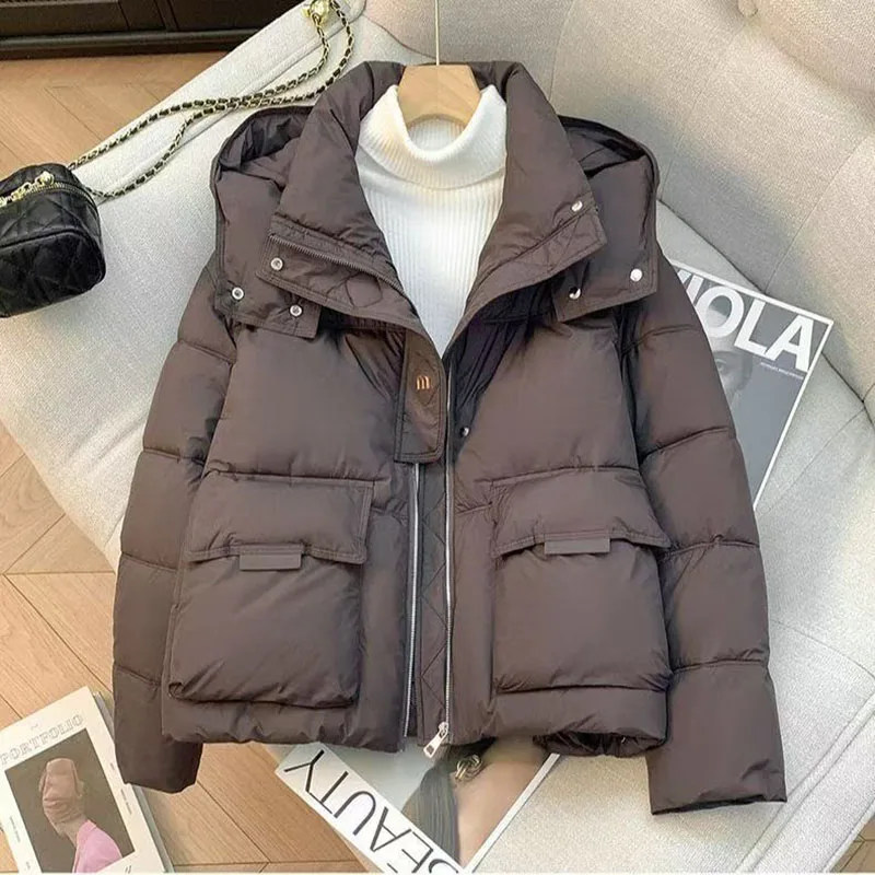 

Winter New Winter Down Cotton Padded Jacket Women Hooded Parkas Ladies Thick Warm All-match Long Sleeves Female Outwear Overwear