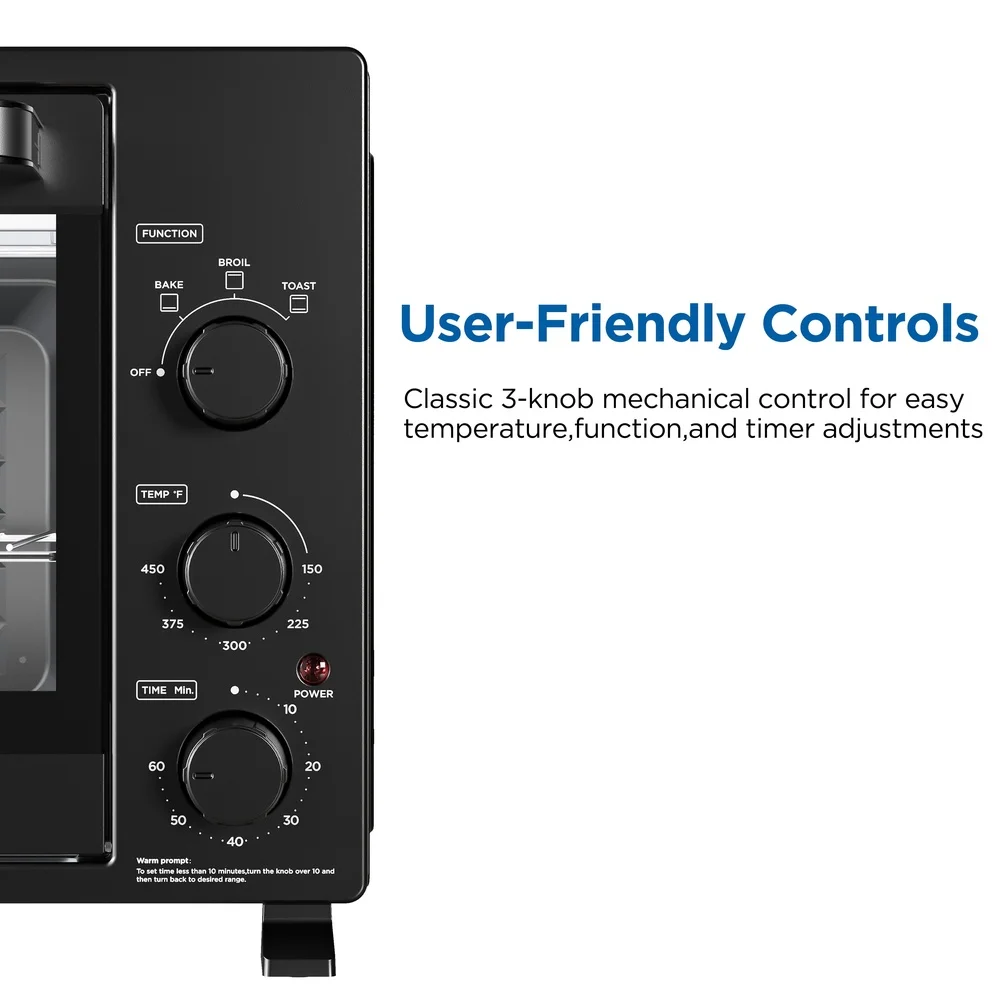 32L Toaster Oven 1500W 6 Slice Family Size Easy Clean Mechanical Control Baking Broiling Toasting with Accessories Crumb Tray