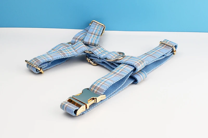 Kariertes Hundehalsband und Leinen-Set für Hunde, individuell graviertes Namensschild, Heimtierbedarf, Hundeleine, Gittermuster 16 – Detail 6