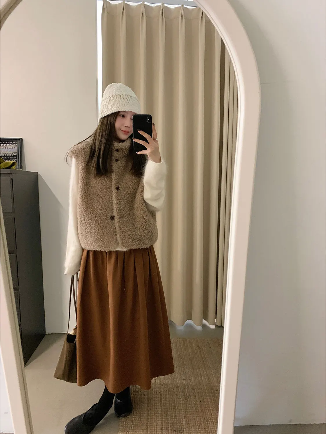 

High Waist Woolen Lantern Skirt Korean Sle Women's Faion Casual Autumn Winter f Body Skirt Quali Texture