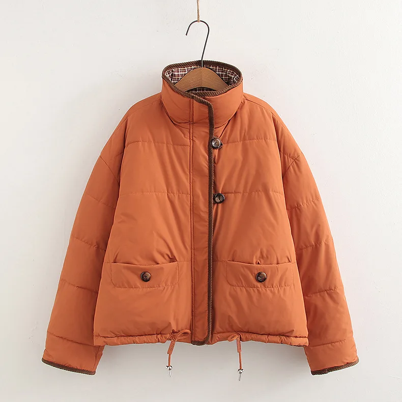 

[Ready Stock] High Quality Women Winter Thick Warm Cotton Jacket Women Parkas College Style Casual Stand-Up Collar Thick Jackets