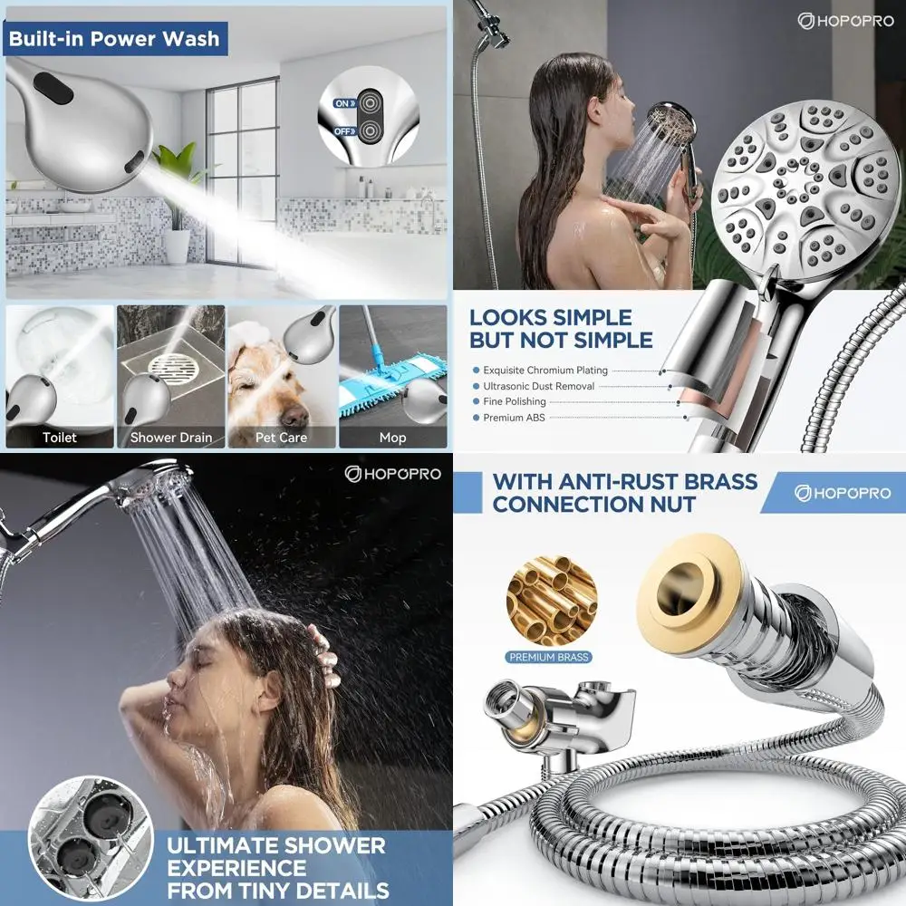 

Powerful 6-Mode Handheld Shower Head with Turbo Wash for Deep Cleaning