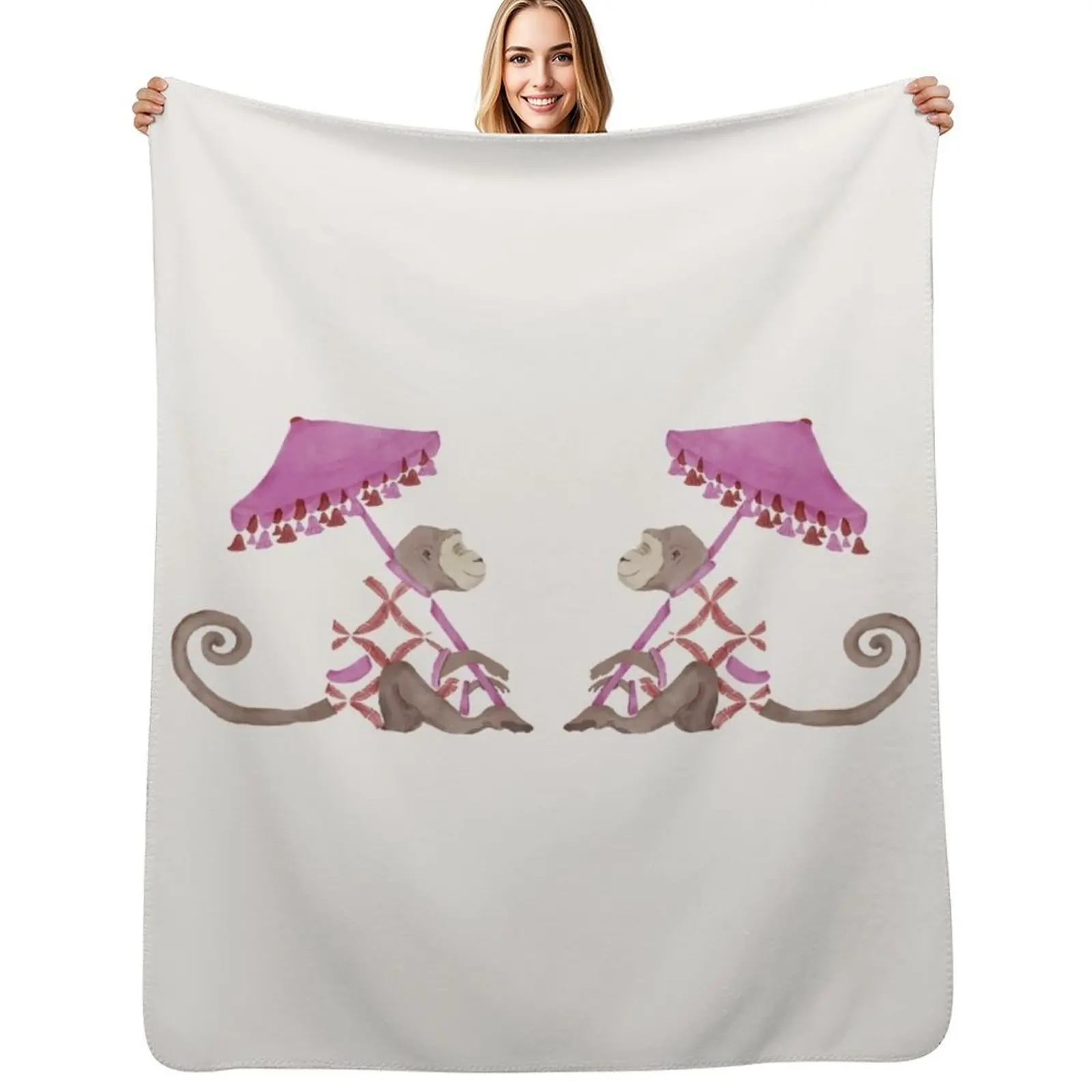 

watercolor chinoiserie chic monkey, chinoiserie chic pattern Throw Blanket Luxury St Sofas Summer Blankets