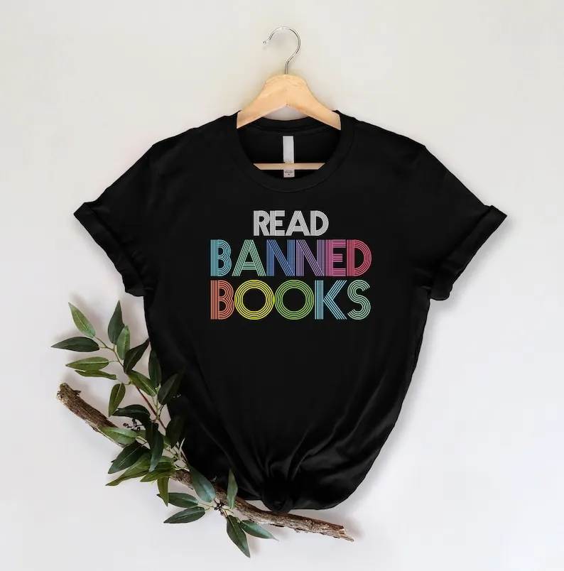 Read Banned Books Reading Shirt Librarian Gift For Book Lover, Bookworm Short Sleeve Top Tees O Neck 100% cctton Harajuku y2k