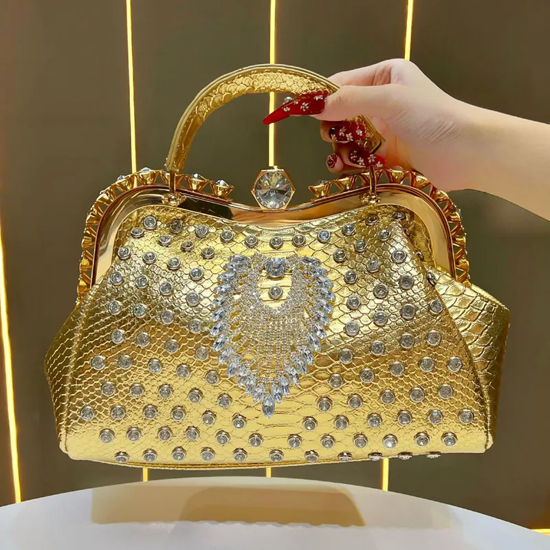 2025 High End Big Rhinestones Top-handle Handbags New Fashion Luxury Evening Bag Frame Designer Ladies Crossbody Bag Tote Bag