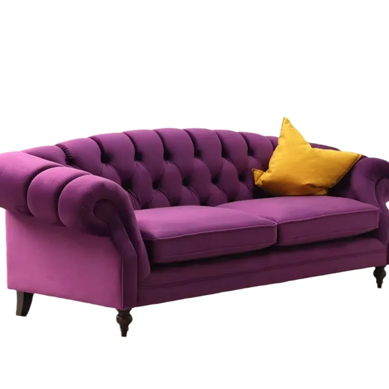 

American buckle sofa Internet celebrity small apartment three-person sofa