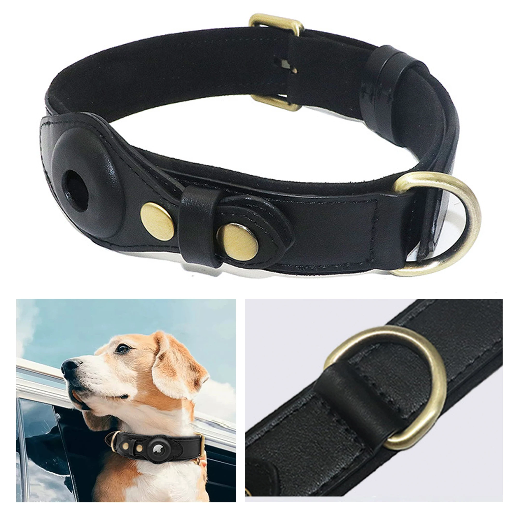 Dog Collar Small Cat Collar Pet Cowhide Waterproof Training Anti-loss for Dogs GPS Location Tracker for Airtag Puppy Accessories