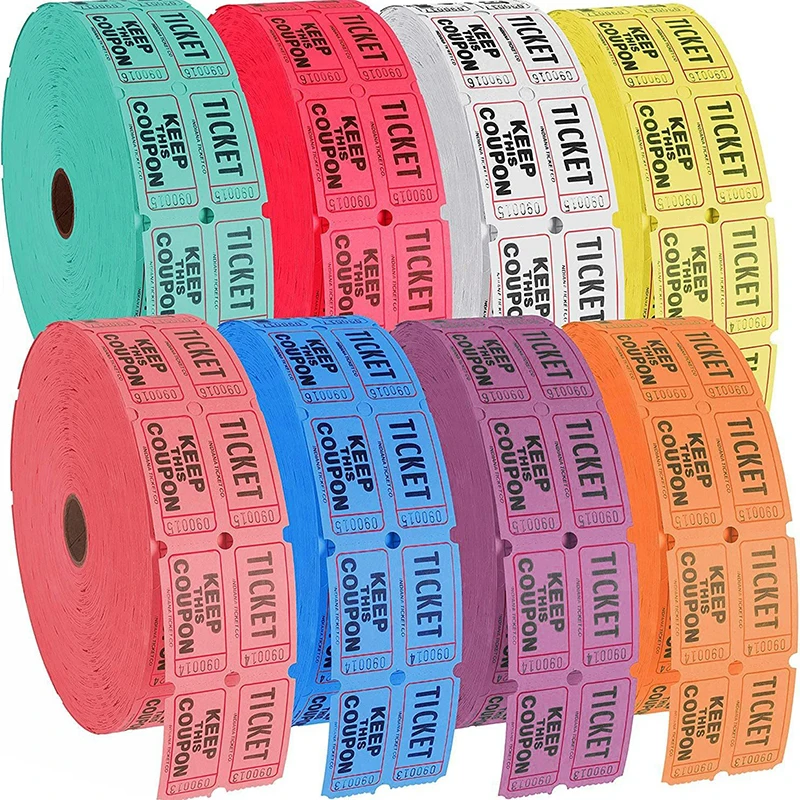 1000Pcs Colorful Tearable Raffle Tickets Double Rolls Admission Ticket Game Ticket For Events Carnivals Entry Class Reward view 2
