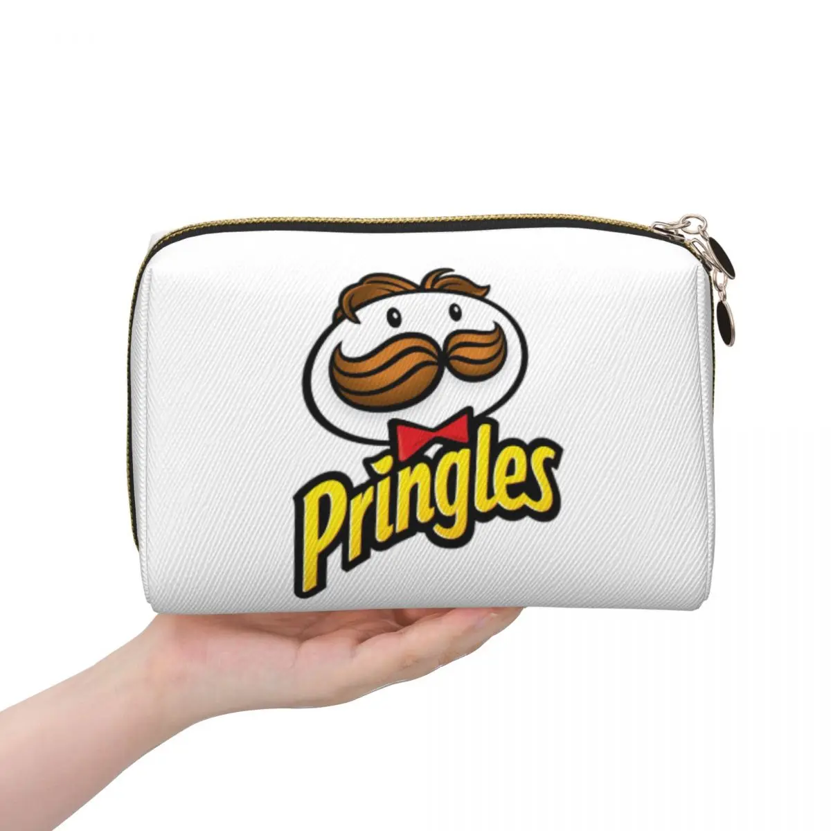 Potato Crisps Chips Pringles Print Women Cosmetic Bag Travel Makeup Organizer Pouch Toiletry Storage Dopp Kit Case