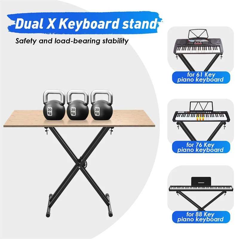 Imagem -05 - Suporte de Piano Eletrônico Ajustável X-tipo Tubo Duplo Rack de Ferro Teclado Universal Acessórios do Suporte do Instrumento 54 61 76 88 Teclas