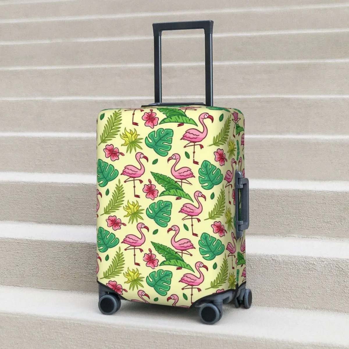 

Bird And Green Leaf Suitcase Cover Flamingos Strectch Business Protector Luggage Accesories Vacation