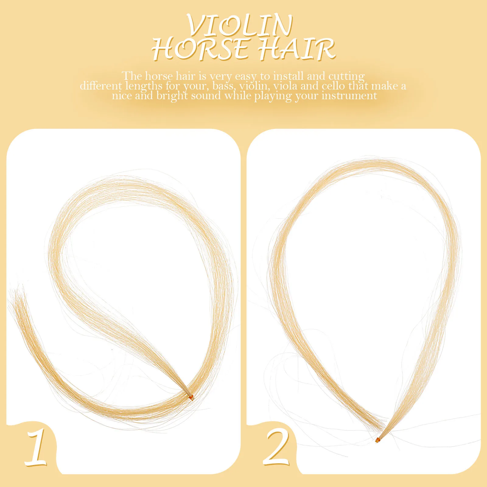 

Violin Horse Hair Durable Bow Hair for Violin Viola Cello Bass Easy to Install Bow Making String Instrument Supplies