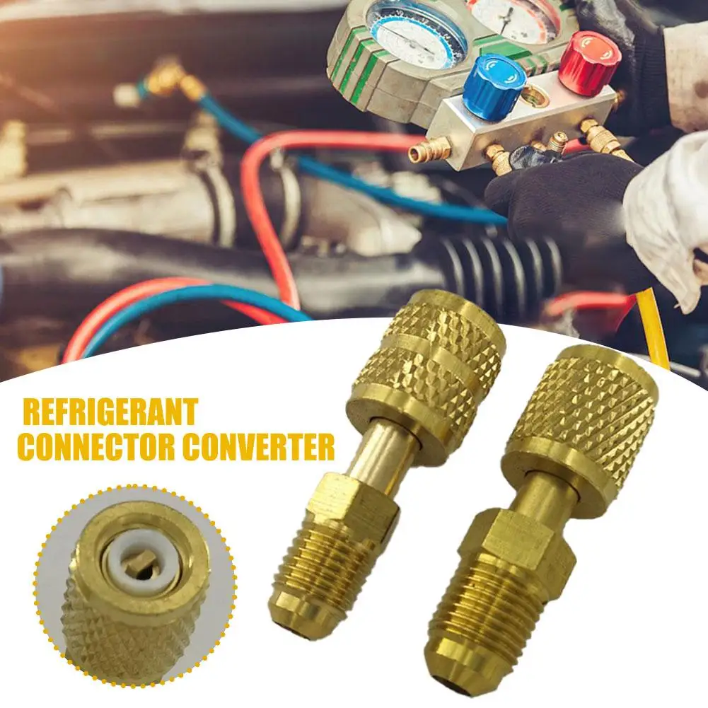 Gold Brass Adapter For Air Conditioning S For R410 R32 R22 Male 5/16 X F1/4 SAE Easy To Install And Anti-aging