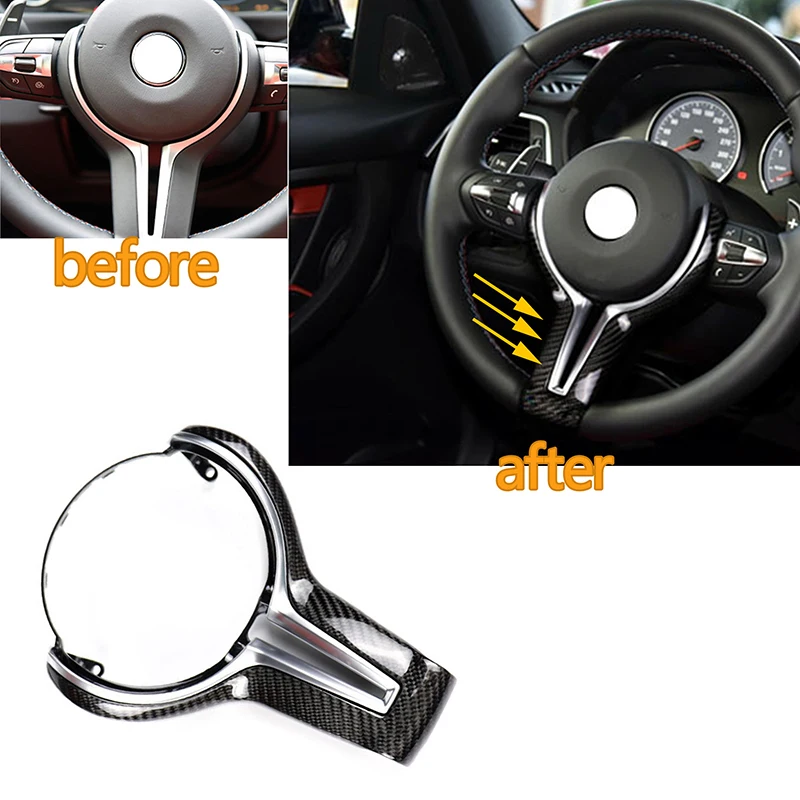 1pc Carbon Fiber Car Steering Wheel Trim for BMW M Series F80 M3 F83 M4 X5M F16 Car Steering Wheel Interior Decoration Frame