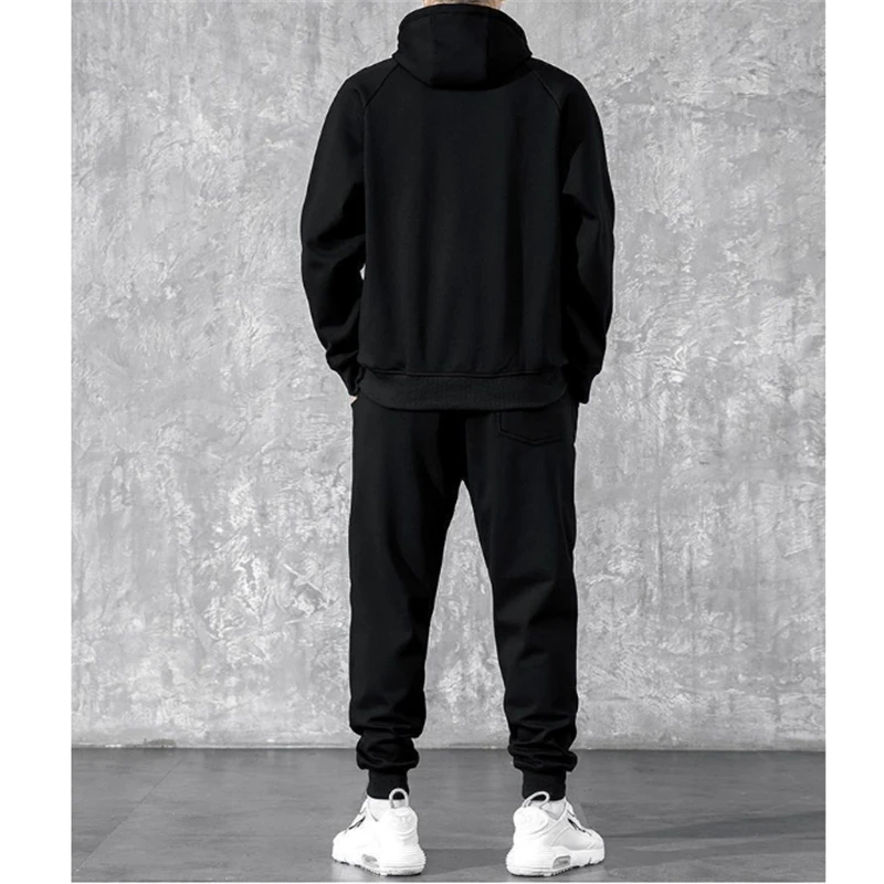 2022 New Casual Men Sport Clothing Two Piece Sets Autumn Winter Hooded Cardigan and Warm Ankle Length Pants Fashion Suit