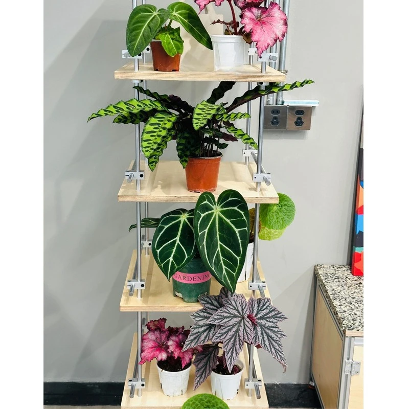 Simple optical axis stainless steel ocean plate flower stand flower pot stand display stand multi-layer household display rack
