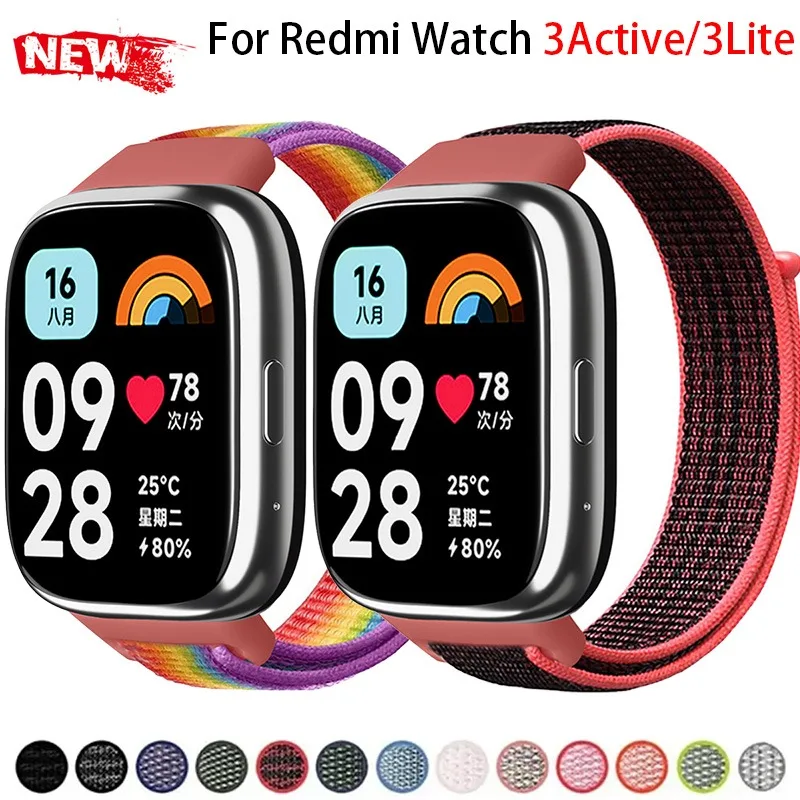 Nylonschlaufe für Redmi Watch 3 Active/3 Lite Band Zubehör Sport Atmungsaktive Ersatz Correa für Redmi 3Active 3Lite Armband