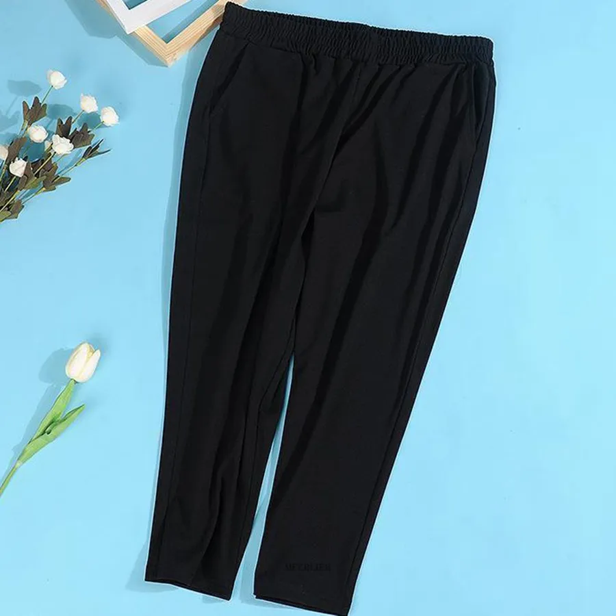 

Plus Size 9XL 160kg Large Pencil Pants For Women Spring High Elastic Waist Long Loose Trousers Casual Femme Pants