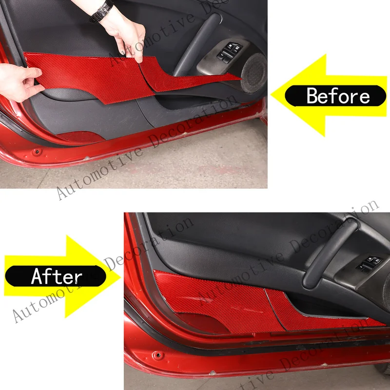 Z+ Red Carbon fiber Door Bottom Anti-Kick Sticker For Mitsubishi ECLIPSE 2006-2011