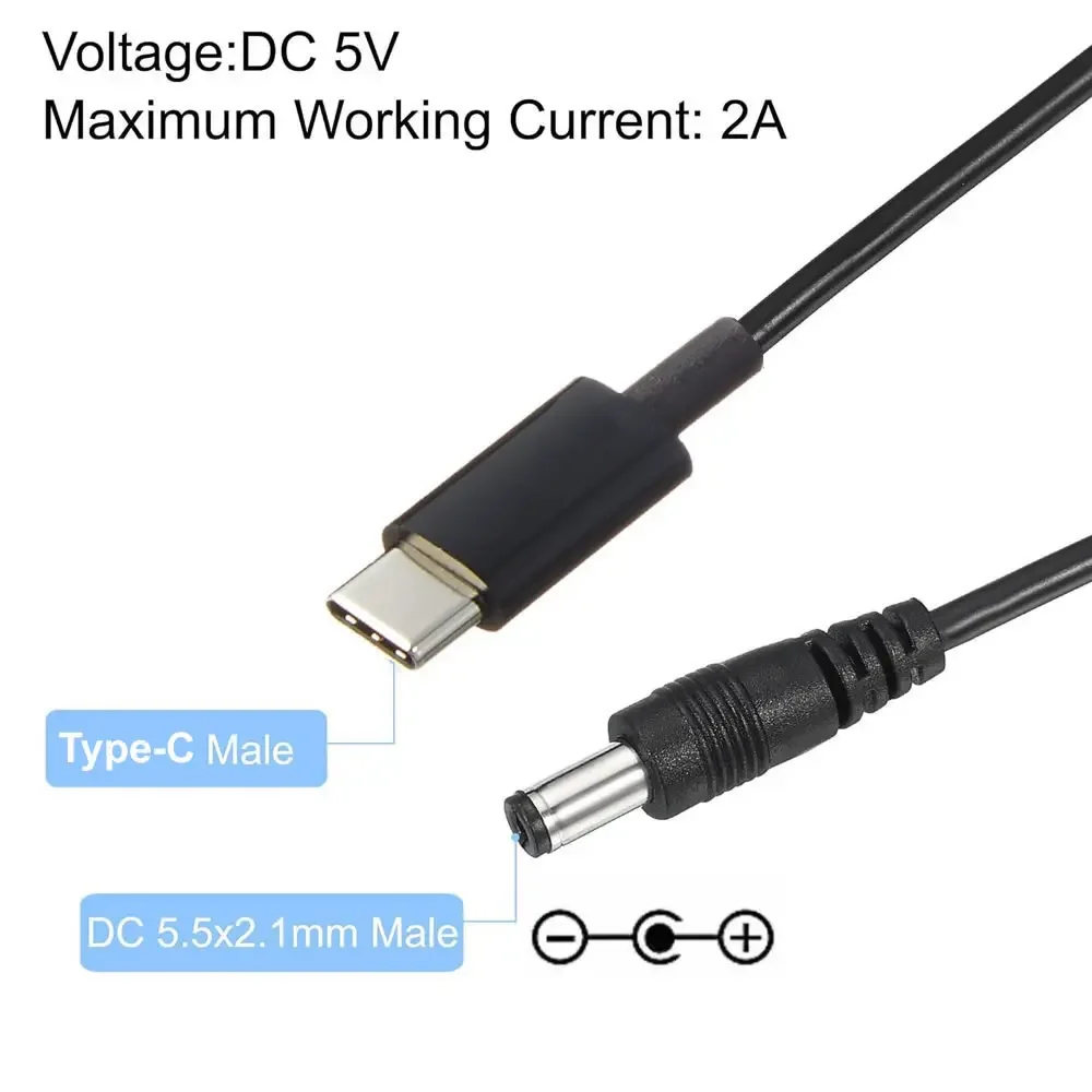 Type C Switch Cable PD Charging Cord with On/Off USB C to DC 5.5*2.1 Power Cable USB Extension Cables for Phone LED USB Fan Etc