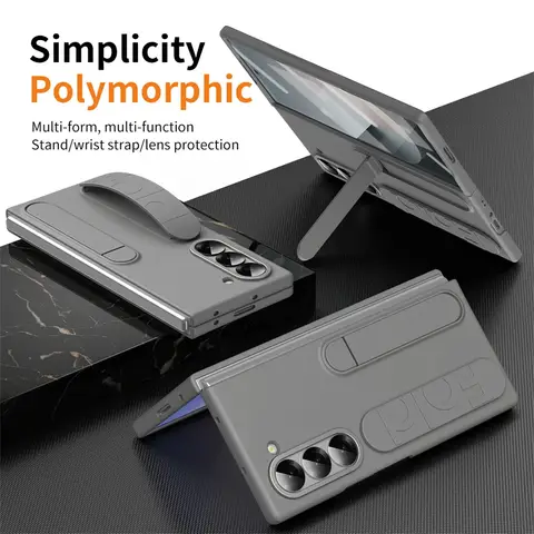 Luxury Wristband Invisible Bracket Case for Samsung Galaxy Z Fold 6 5 4 3 7 fold6 Hand Wrist Strap Folding Stand Silicone Cover