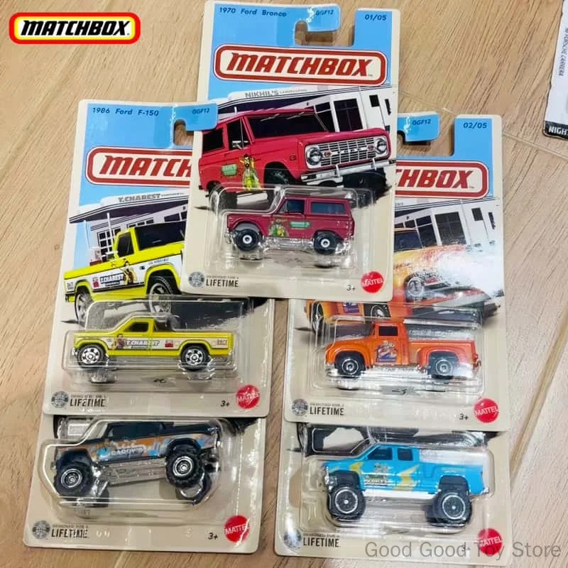 Genuine 26P Matchbox GGF12 Car 1/64 Metal Diecast Toys Ford Bronco F100 Pickup Chevy Silverdo Dodge Vehicle Metal Model Car Toys